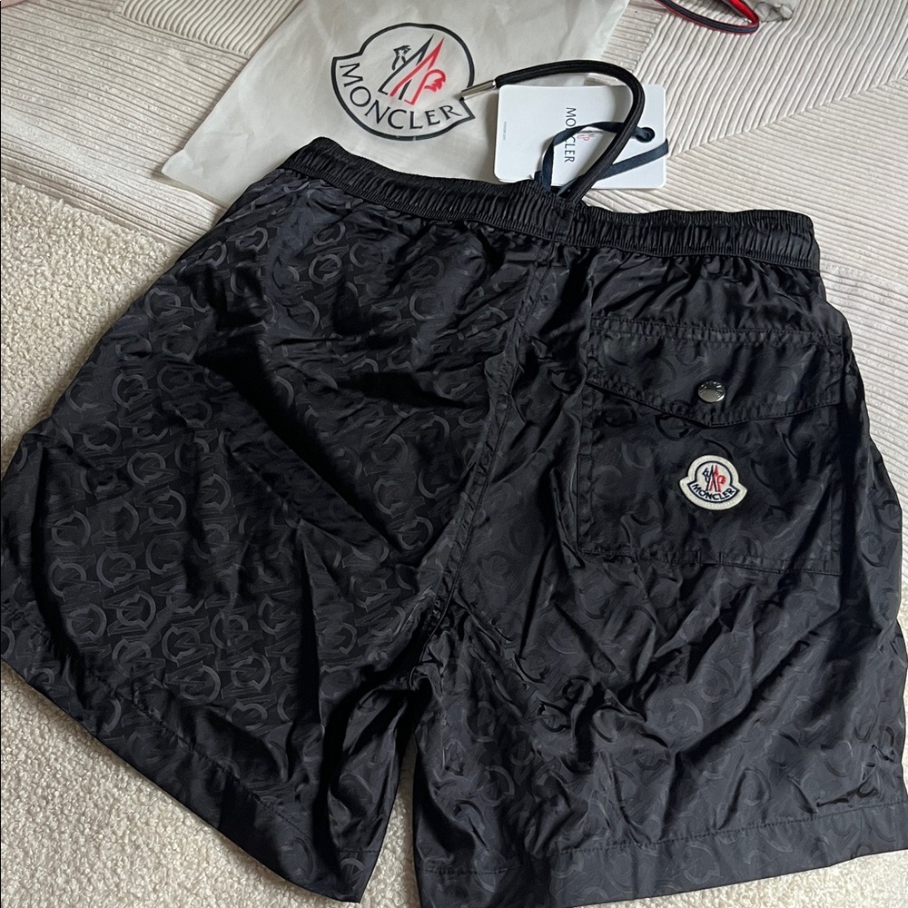 Moncler Black Patterned Swim Shorts,brand new.